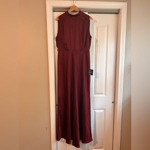 Lulu’s classic elegance wine, satin turtleneck dress